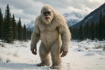 Mysterious creature in snowy wilderness.