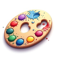 Vibrant Art Palette with Colorful Paint Splashes and Drops