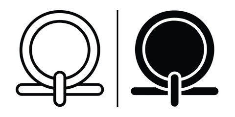 Minimalist Makeup Mirror Icons: The design features two elegant makeup mirror icons, a visual representation of beauty and grooming. Perfect for beauty product advertisements, websites.