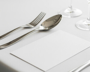 Blank Dinner Invitation Card Mockup With Cutlery