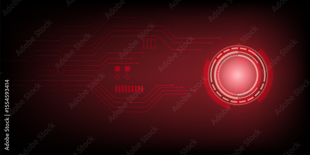 Aufkleber futuristic red circuit background glowing interface digital technology abstract