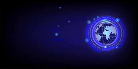Futuristic digital globe blue abstract innovation modern with circuit background