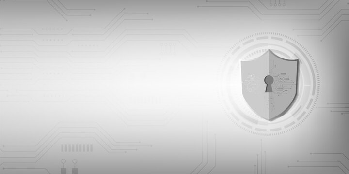Digital shield with circuit background, cybersecurity data protection and secure technology concept