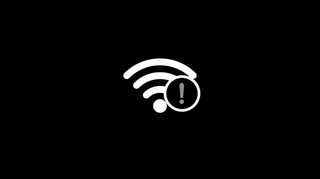 No WIFI or internet icon display animation isolated on black background