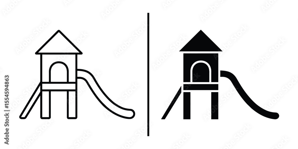 Poster playground icons: a set of two playground tower illustrations, a simple yet versatile design, perfec
