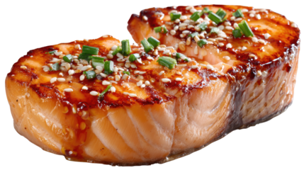 Grilled Salmon Delight: This photo captures the enticing allure of succulent grilled salmon fillets, meticulously prepared to achieve a perfect balance of textures and flavors.