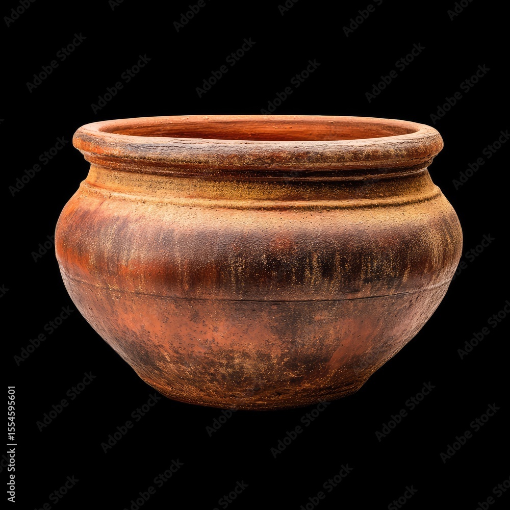 Poster rustic earthenware pot with a smooth rounded shape and unique texture