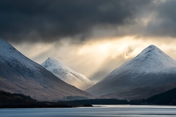 clouds wrapping mountain peaks in dramatic light