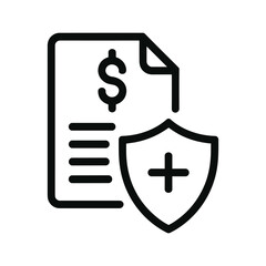 Financial Security Icon Document with Dollar Sign and Protective Shield