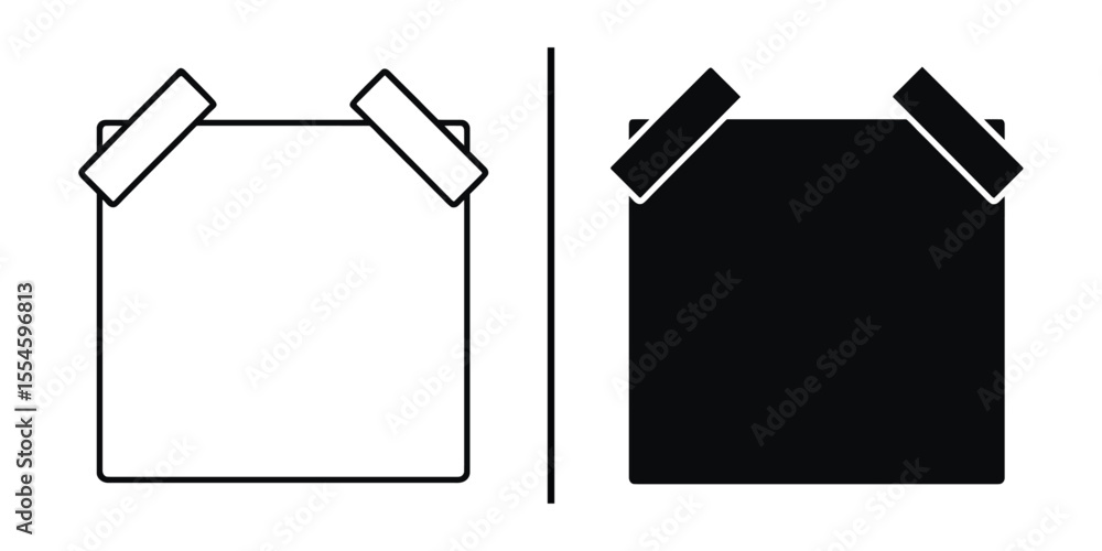 Poster white and black object: a set of two object each square shape isolated by straight black line dividi