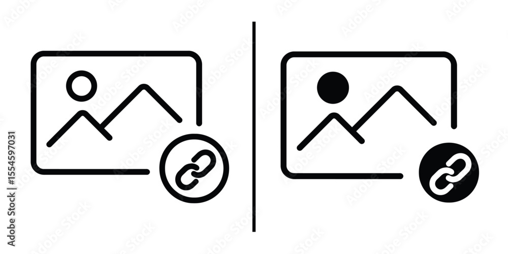 Poster linked image icons: clean and modern line icons representing the concept of connecting or linking an