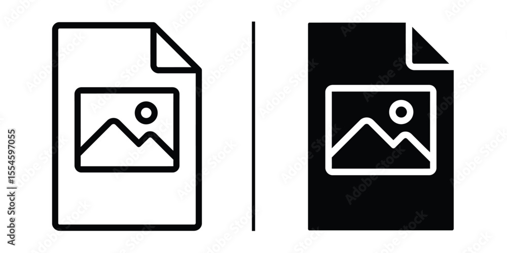 Poster image icon files: an image icon file, both in outline and solid form, symbolises the digital represe