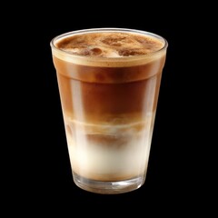 Creamy Iced Coffee with Layered Espresso and Milk in a Clear Glass