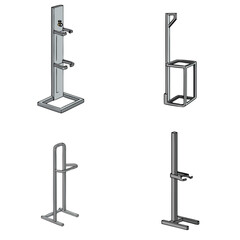 Set of four gas cylinder racks isolated on a transparent background