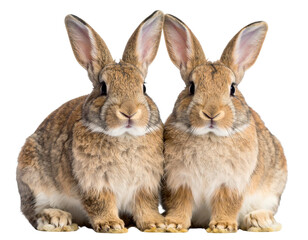 Fototapeta premium Fluffy Rabbits Sitting Together – Cute Furry Animals PNG