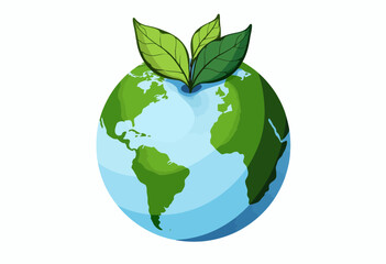 Obraz premium Earth with green leaves symbolizing environmental sustainability 