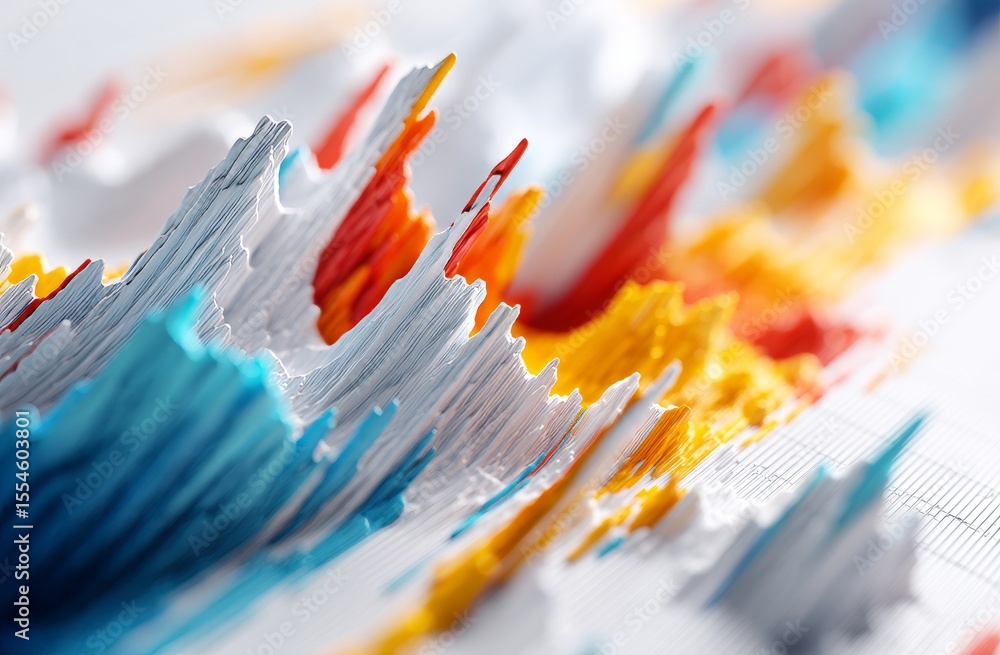 Fototapete dynamic liquid waves crash against 3d rendered towers that rise amidst a kaleidoscope of colorful ab