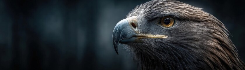 Capture a Majestic Eagle, looking powerful and regal, in a dramatic Worms-eye view using oil painting technique