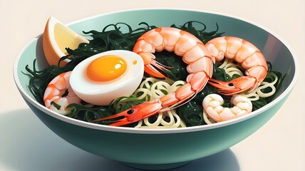 Delicious Shrimp Noodle Bowl with Egg