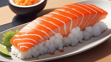 Salmon Sushi Dish on Plate