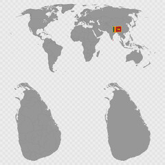Sri Lanka Map Set with World Location.