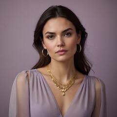 Elegant Model Showcasing Gold Jewelry Collection