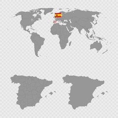 Spain Map Set with World Location.
