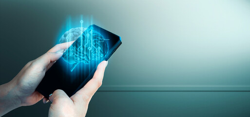 hand of businessman interactive touching a holographic of transaction financial network data...