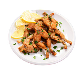 roasted frog legs with lemon pieces