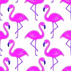 Obraz premium seamless pattern with neon flamingos