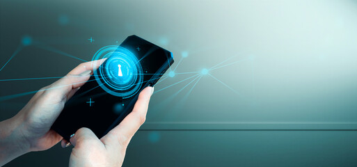 hand of businessman interactive touching a holographic of transaction financial network data...