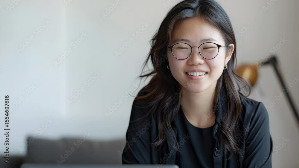 Poster a person sitting in front of a laptop computer, ready to work or communicate