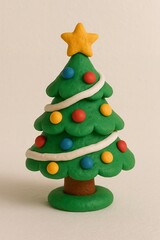 Colorful Clay Christmas Tree with Star and Ornaments