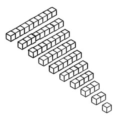 Cubes, Bricks dices, hand drawn illustration, black pencil drawing, transparent background, PNG