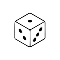 Game dice, dice game, hand drawn illustration, black pencil drawing, transparent background, PNG