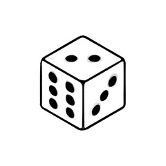 Game dice, dice game, hand drawn illustration, black pencil drawing, transparent background, PNG