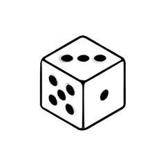 Game dice, dice game, hand drawn illustration, black pencil drawing, transparent background, PNG