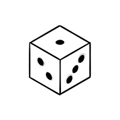 Game dice, dice game, hand drawn illustration, black pencil drawing, transparent background, PNG