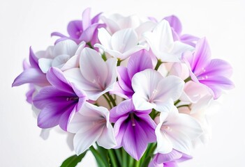 Elegant white & light purple flower bouquet, modern minimalist design for Mother's Day greeting card,  spring,  stylish