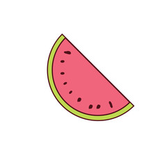 Flat Watermelon Icon With Slice