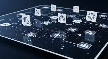 Connected technology illustrates network systems with data flow and integration for a modern futuristic infrastructure.