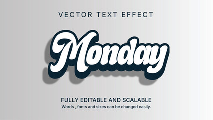 Monday Script Text Effect – Editable Bold Retro Vector Font Style