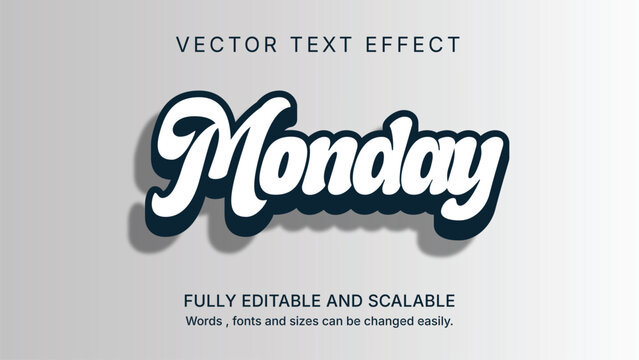 Monday Script Text Effect – Editable Bold Retro Vector Font Style