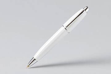White ballpoint pen with metal accents