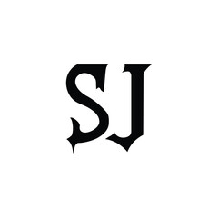 SJ monogram logo design letter text name symbol monochrome logotype alphabet character simple logo
