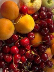 Fruits in the sun rays, background for your project