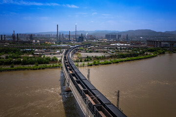 oil refinery plant with train