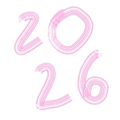 Pink Hand-Painted 2026 New Year Design Element