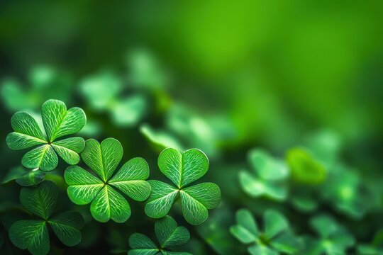 Leprechaun Four Leaf Clover. Lucky Green Clover on St. Patrick's Day Celebration