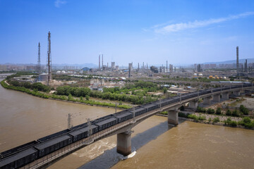 oil refinery plant with train